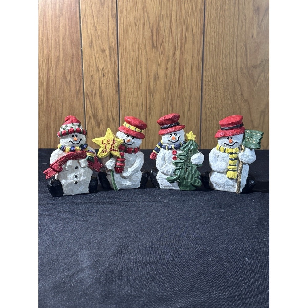 Snowmen Lillian Vernon Hand Painted Resin Set Of‎ 4